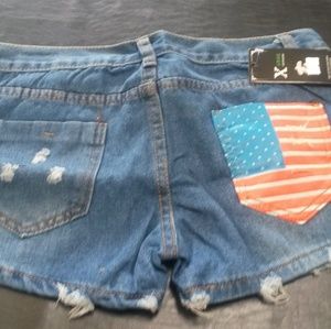 American Flag Jean Shorts